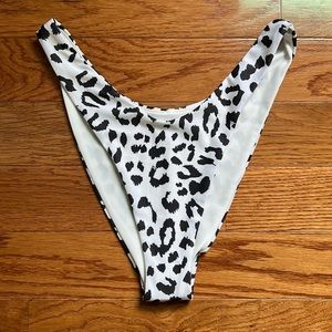 NWOT Aerie Cheekier Leopard Print Bikini Bottom Black & White Cream Large